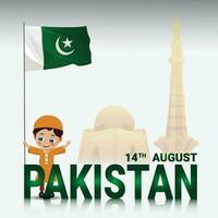 14 agosto Paquistão independência dia vetor