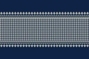 floral Cruz ponto bordado em marinha azul background.geometric étnico oriental padronizar tradicional.asteca estilo abstrato vetor ilustração.design para textura,tecido,vestuário,embrulho,decoração.