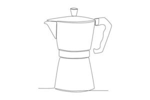 vetor contínuo linha desenhando do café Panela barista vetor ilustração