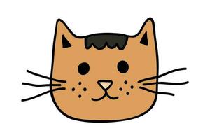 mão desenhado gato focinho clipart. fofa animal face rabisco vetor