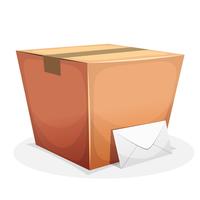Entrega de correio com papelão e envelope vetor