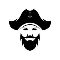 capitão pirata vetor logotipo modelo