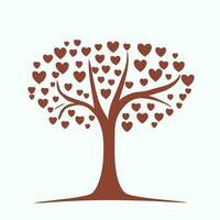 árvore com coração folhas vetor arte, cativante natureza amor ilustração