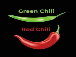 vermelho e verde quente Pimenta Projeto vetor