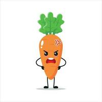 fofa Bravo cenoura personagem. engraçado furioso cenoura desenho animado emoticon dentro plano estilo. vegetal emoji vetor ilustração