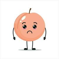 fofa triste pêssego personagem. engraçado infeliz pêssego desenho animado emoticon dentro plano estilo. fruta emoji vetor ilustração