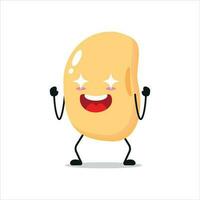 fofa animado soja personagem. engraçado eletrizante soja desenho animado emoticon dentro plano estilo. vegetal emoji vetor ilustração