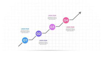 4 quartos com a seta relatório modelo. o negócio apresentação. infográfico Projeto. vetor ilustração.