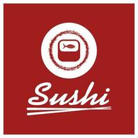 Sushi logotipo modelo vetor ícone japonês Comida