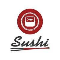Sushi logotipo modelo vetor ícone japonês Comida