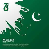 feliz independência dia república do Paquistão, 14 agosto. cumprimento cartão com branco e verde cores Projeto vetor
