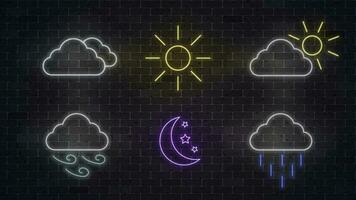 clima néon ícone. brilhando clima sinais. vetor ilustração