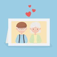 idosos, casal fofo, avós em porta-retratos vetor