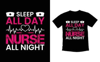 design de camiseta de tipografia de enfermeira vetor