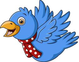 fofa azul pássaro desenho animado vestindo cachecol vetor