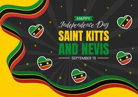 feliz independência dia santo kitts e nevis vetor ilustração com país bandeira fundo dentro plano desenho animado mão desenhado aterrissagem página modelos