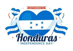 feliz Honduras independência dia vetor ilustração em setembro 15 com acenando bandeira fundo dentro nacional feriado mão desenhado modelos