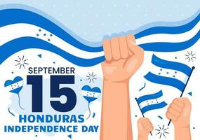 feliz Honduras independência dia vetor ilustração em setembro 15 com acenando bandeira fundo dentro nacional feriado mão desenhado modelos