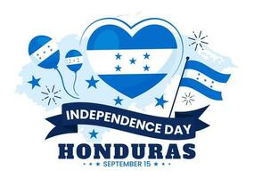 feliz Honduras independência dia vetor ilustração em setembro 15 com acenando bandeira fundo dentro nacional feriado mão desenhado modelos