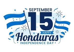 feliz Honduras independência dia vetor ilustração em setembro 15 com acenando bandeira fundo dentro nacional feriado mão desenhado modelos