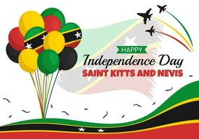 feliz independência dia santo kitts e nevis vetor ilustração com país bandeira fundo dentro plano desenho animado mão desenhado aterrissagem página modelos