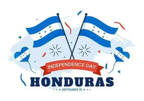 feliz Honduras independência dia vetor ilustração em setembro 15 com acenando bandeira fundo dentro nacional feriado mão desenhado modelos