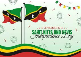 feliz independência dia santo kitts e nevis vetor ilustração com país bandeira fundo dentro plano desenho animado mão desenhado aterrissagem página modelos