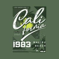 Malibu Califórnia em de praia tema gráficos projeto, surfar tipografia, t camisa vetores, verão aventura vetor