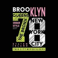 brooklyn, cidade de nova york, moldura de texto, design gráfico de camiseta, vetor de tipografia, ilustração, estilo casual