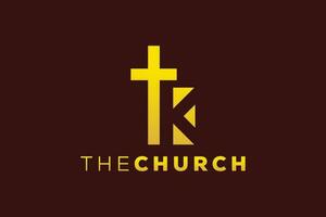 na moda e profissional carta k Igreja placa cristão e pacífico vetor logotipo