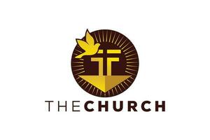 na moda e profissional carta f Igreja placa cristão e pacífico vetor logotipo