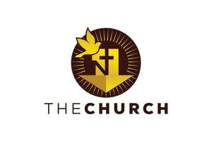 na moda e profissional carta n Igreja placa cristão e pacífico vetor logotipo
