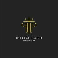 bu inicial com monoline pilar logotipo estilo, luxo monograma logotipo Projeto para legal empresa vetor