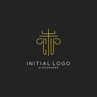 cu inicial com monoline pilar logotipo estilo, luxo monograma logotipo Projeto para legal empresa vetor