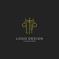 ly inicial com monoline pilar logotipo estilo, luxo monograma logotipo Projeto para legal empresa vetor