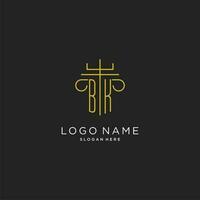 bk inicial com monoline pilar logotipo estilo, luxo monograma logotipo Projeto para legal empresa vetor