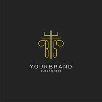 bs inicial com monoline pilar logotipo estilo, luxo monograma logotipo Projeto para legal empresa vetor