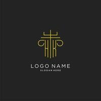 hk inicial com monoline pilar logotipo estilo, luxo monograma logotipo Projeto para legal empresa vetor