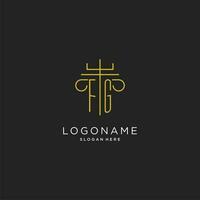 fg inicial com monoline pilar logotipo estilo, luxo monograma logotipo Projeto para legal empresa vetor