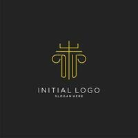 du inicial com monoline pilar logotipo estilo, luxo monograma logotipo Projeto para legal empresa vetor