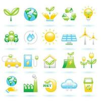 3d ícone conjunto do ecologia sustentabilidade meio Ambiente eco amigáveis verde energia conceito. lustroso vidro plástico cor. fofa realista desenho animado mínimo estilo. 3d render vetor ícones ui isolado ilustração