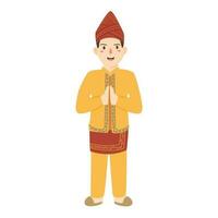 homem vestindo sul Kalimantan tradicional pano vetor