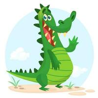fofa desenho animado crocodilo. vetor ilustração do uma verde crocodilo