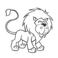 fofa leão. vetor ilustração do fofa desenho animado leão personagem para crianças, coloração e sucatear livro. delineado leão mascote