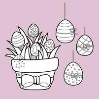 fofa decoração ovo feliz Páscoa feriado fundo digital carimbo esboço vetor