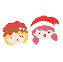 fofa Natal rostos feliz crianças fundo decoração desenho animado ilustração vetor clipart