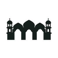 mesquita silhueta para Ramadhan kareem. mesquita ou masjid. monocromático ícones em branco fundo. muçulmano adoração Lugar, colocar símbolo. vetor