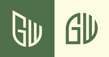 criativo simples inicial cartas gw logotipo desenhos pacote. vetor