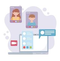 reunião online, pessoas conexão web bate-papo vídeo vetor
