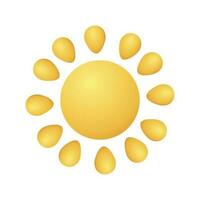 vetor amarelo Sol com raios Sol Estrela 3d vetor ícone desenho animado mínimo estilo
